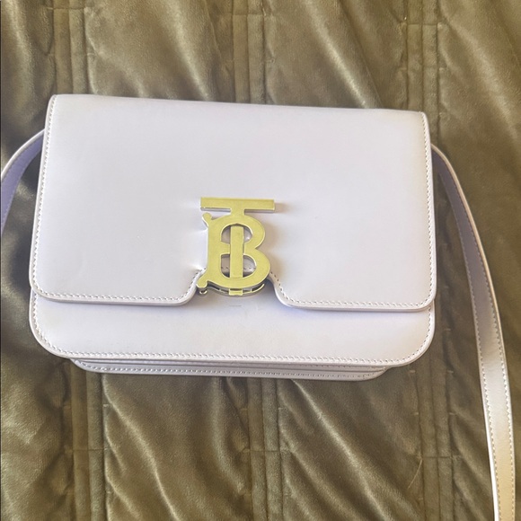 Burberry Handbags - Burberry White Crossbody Bag with Gold Logo